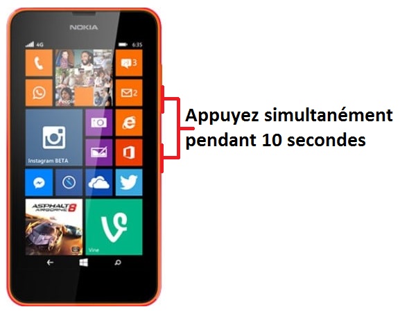 Forcer l'arrêt si le Nokia Lumia 630 est bloqué